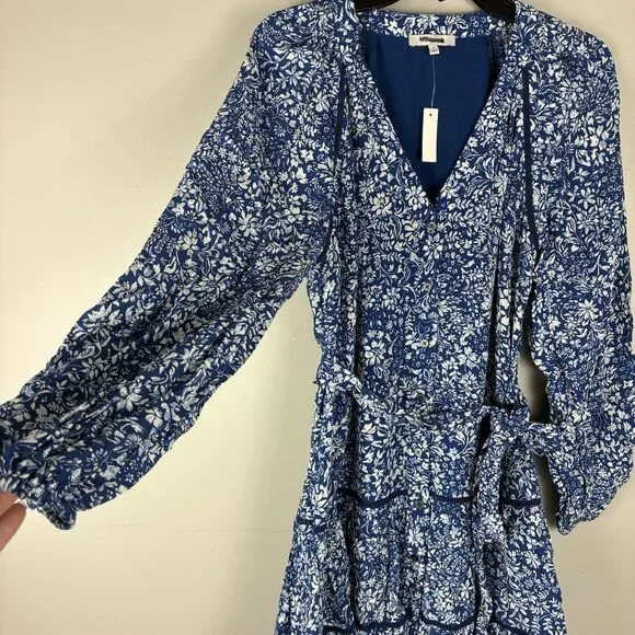 Madewell Tiered Dress Ditsy Floral Navy Womans Sz 6 Boho Beachy NWT - Picture 5 of 9